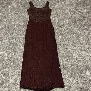 Burgundy Sleeveless Maxi Gown with beading and open back size M worn once